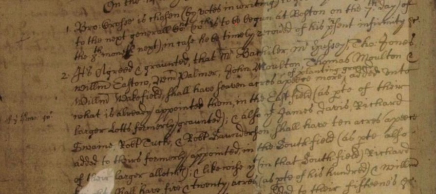 screen shot of hampton NH town record for 1640 page 49